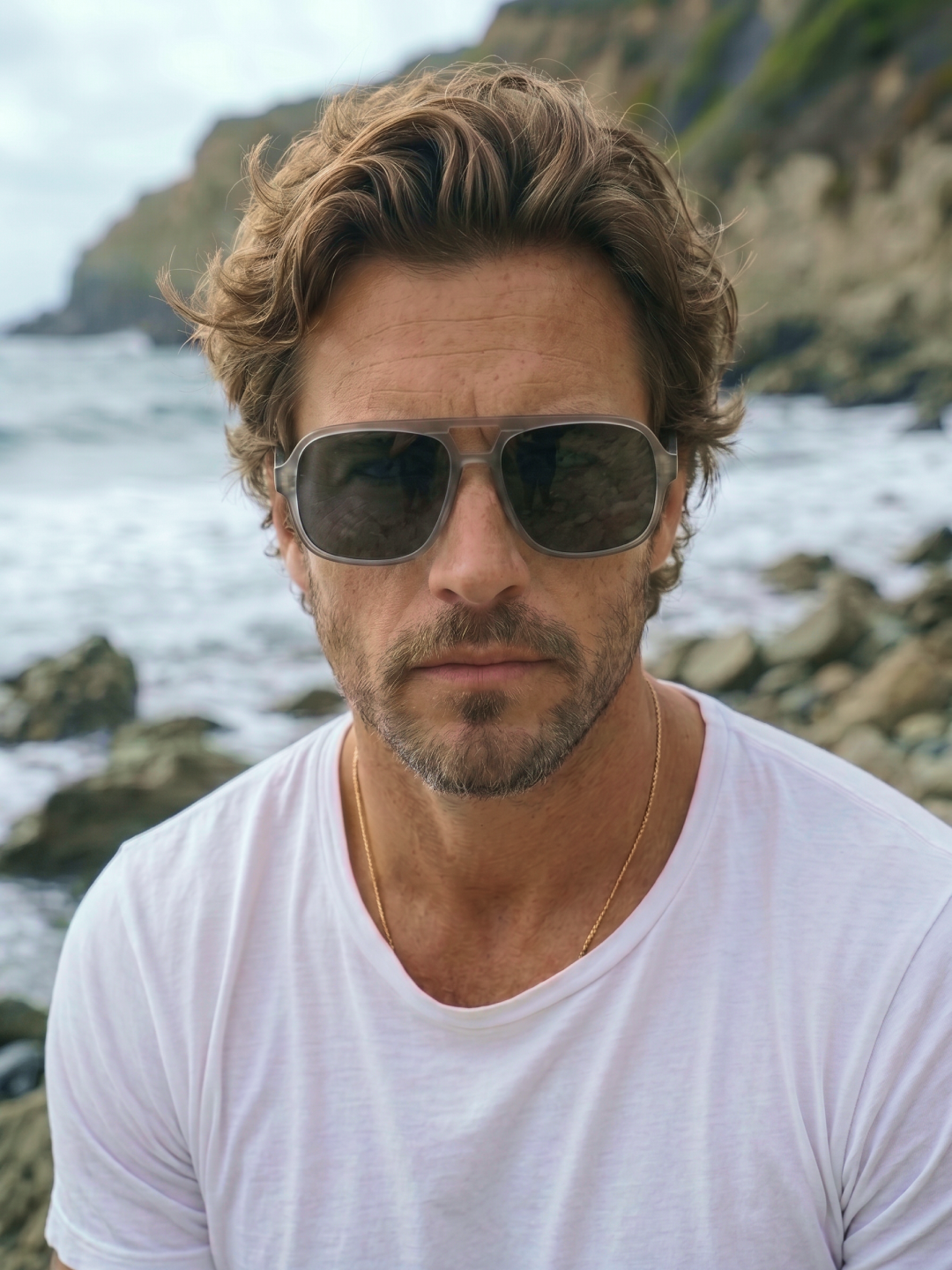 Blow oversized aviator sunglasses cloud recycled PET frame - polarised UV400 eco-friendly sunnies Manly Beach Australia 