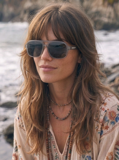 Blow oversized aviator sunglasses cloud recycled PET frame - polarised UV400 eco-friendly sunnies Manly Beach Australia 