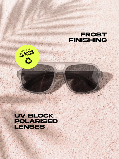 Blow oversized aviator sunglasses cloud recycled PET frame - polarised UV400 eco-friendly sunnies Manly Beach Australia 