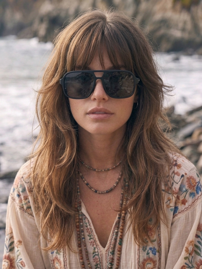 Blow oversized aviator sunglasses black recycled PET frame - polarised UV400 eco-friendly sunnies Manly Beach Australia 
