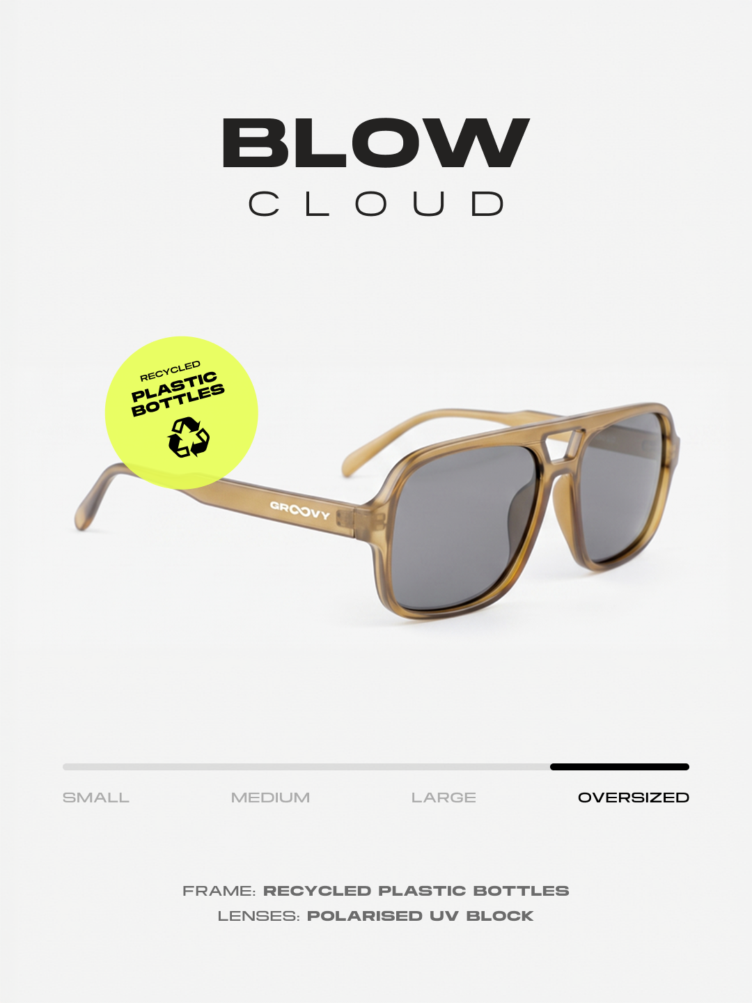 Blow oversized aviator sunglasses green recycled PET frame - polarised UV400 eco-friendly sunnies Manly Beach Australia 
