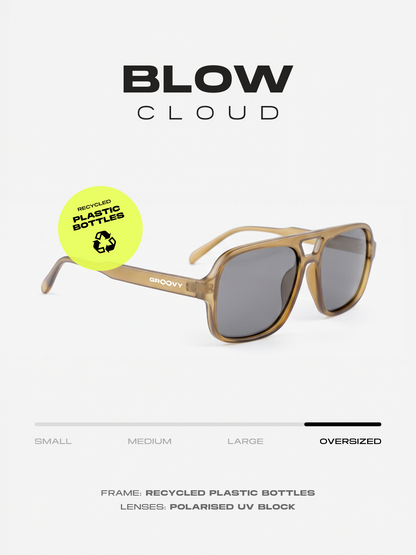 Blow oversized aviator sunglasses green recycled PET frame - polarised UV400 eco-friendly sunnies Manly Beach Australia 