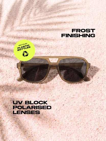 Blow oversized aviator sunglasses green recycled PET frame - polarised UV400 eco-friendly sunnies Manly Beach Australia 
