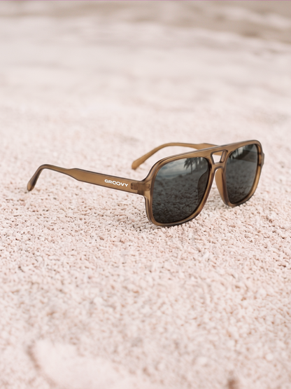 Blow oversized aviator sunglasses green recycled PET frame - polarised UV400 eco-friendly sunnies Manly Beach Australia 