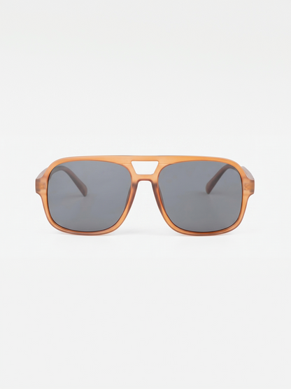 Blow oversized aviator sunglasses tan recycled PET frame - polarised UV400 eco-friendly sunnies Manly Beach Australia 