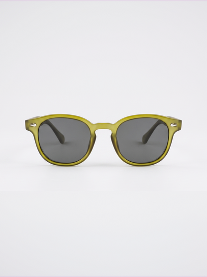 Breeze round retro sunglasses grass recycled PET frame - polarised UV400 eco-friendly sunnies Manly Beach Australia 