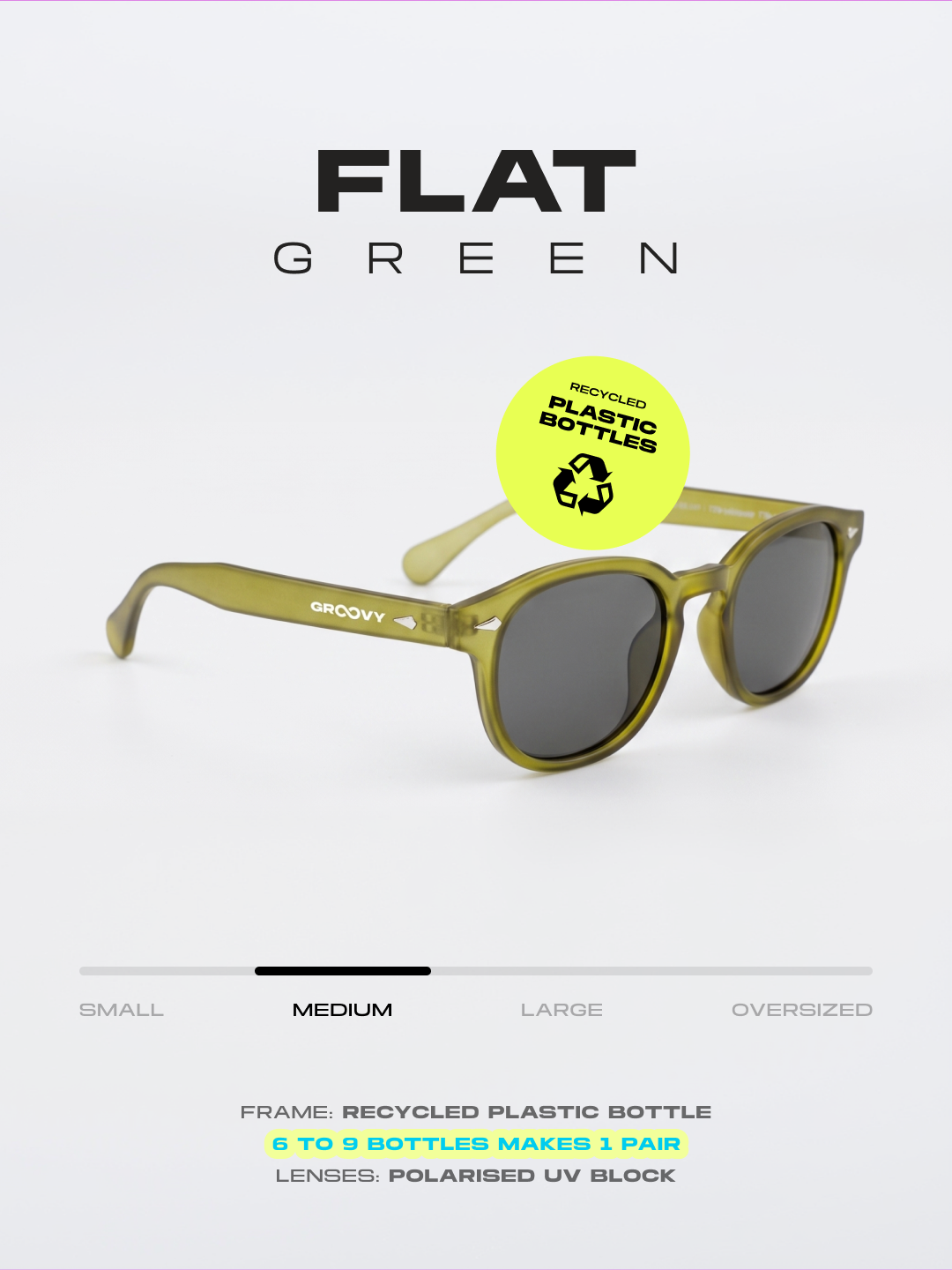 Breeze round retro sunglasses grass recycled PET frame - polarised UV400 eco-friendly sunnies Manly Beach Australia #color_green