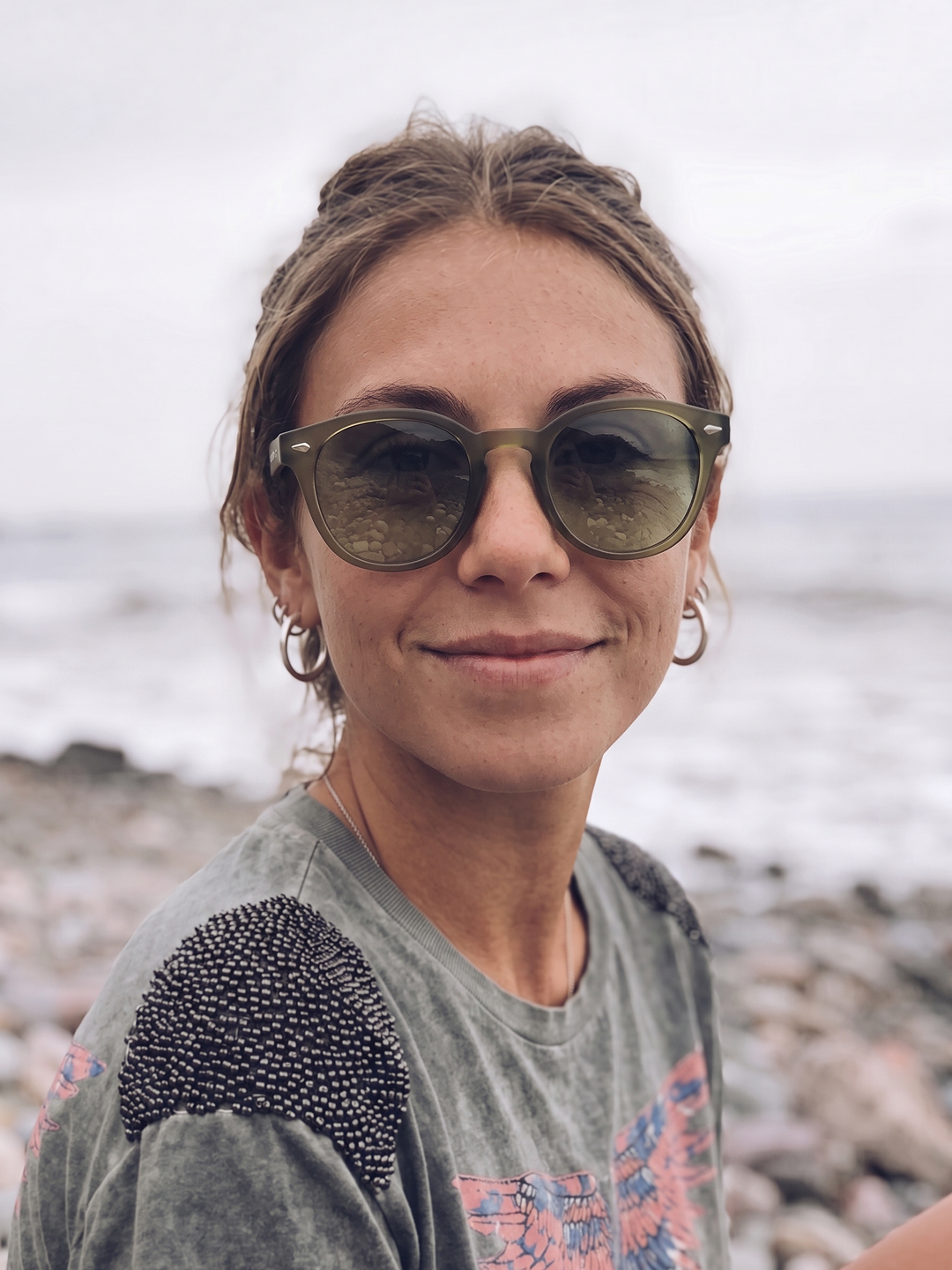 Breeze round retro sunglasses grass recycled PET frame - polarised UV400 eco-friendly sunnies Manly Beach Australia #color_green