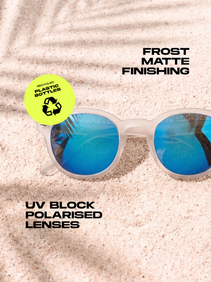 Breeze round retro sunglasses grass recycled PET frame - polarised UV400 eco-friendly sunnies Manly Beach Australia 