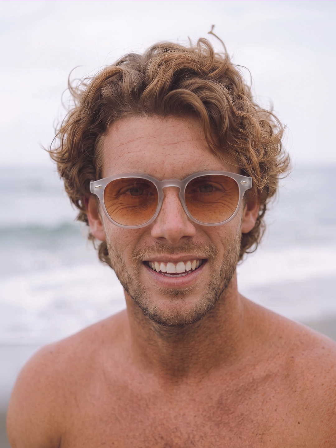 Breeze round retro sunglasses grass recycled PET frame - polarised UV400 eco-friendly sunnies Manly Beach Australia 
