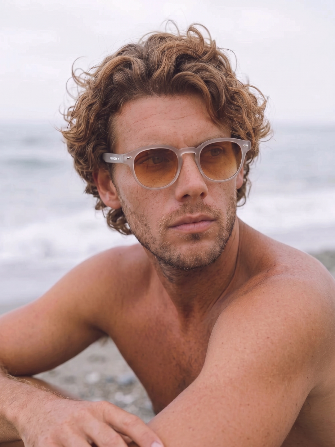Breeze round retro sunglasses grass recycled PET frame - polarised UV400 eco-friendly sunnies Manly Beach Australia 