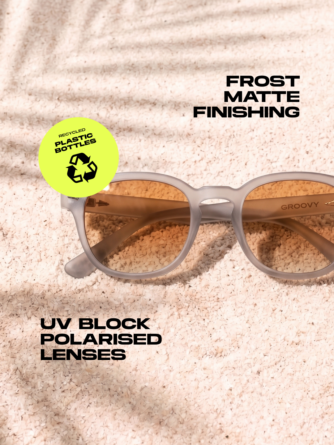 Breeze round retro sunglasses grass recycled PET frame - polarised UV400 eco-friendly sunnies Manly Beach Australia 