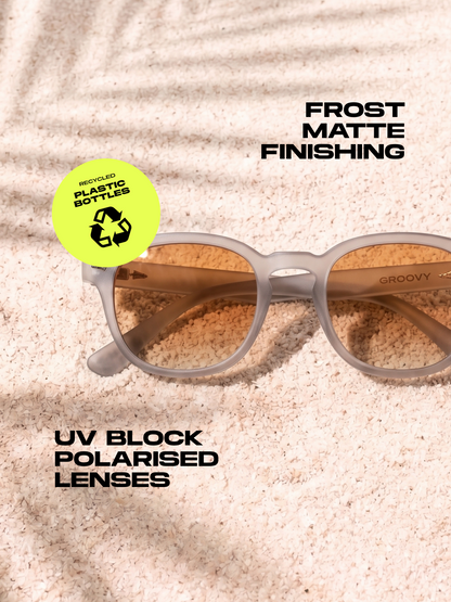 Breeze round retro sunglasses grass recycled PET frame - polarised UV400 eco-friendly sunnies Manly Beach Australia 