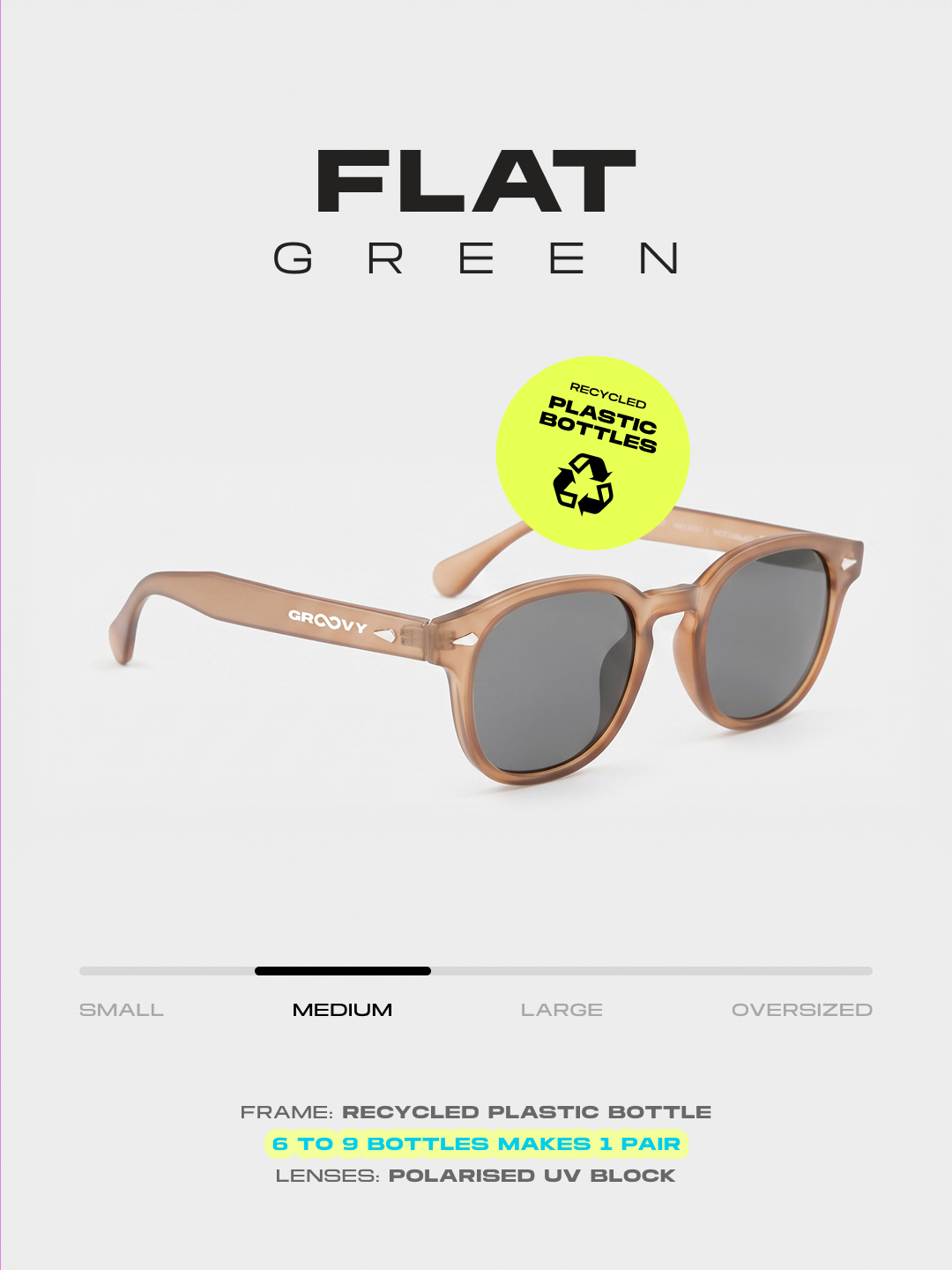 Breeze round retro sunglasses grass recycled PET frame - polarised UV400 eco-friendly sunnies Manly Beach Australia 