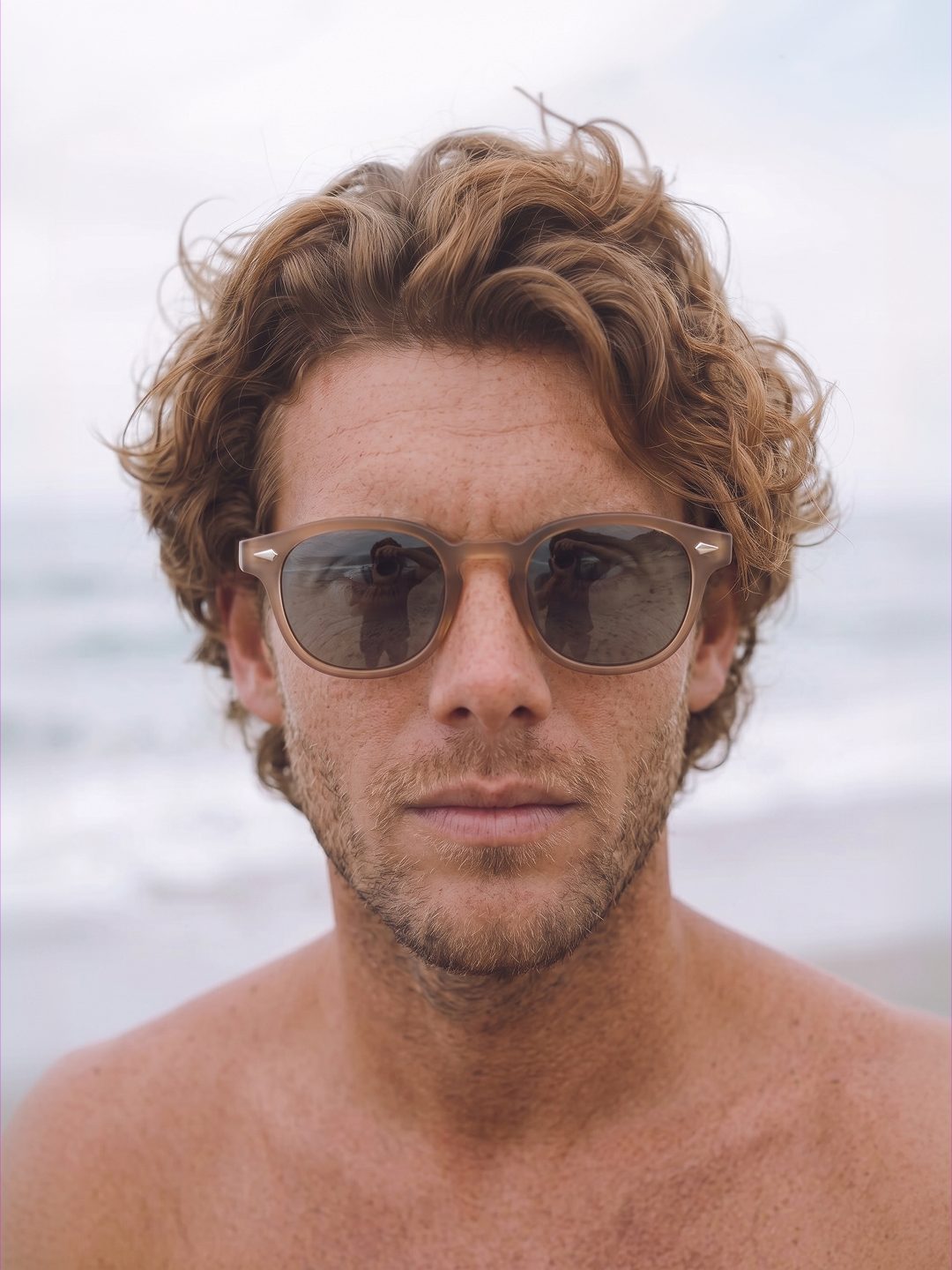 Breeze round retro sunglasses grass recycled PET frame - polarised UV400 eco-friendly sunnies Manly Beach Australia 