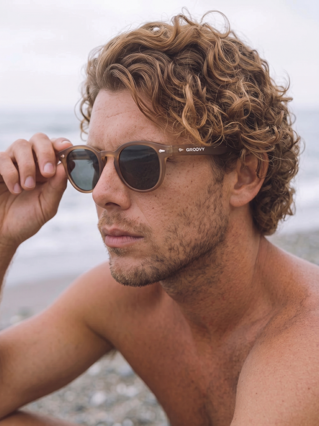 Breeze round retro sunglasses grass recycled PET frame - polarised UV400 eco-friendly sunnies Manly Beach Australia 