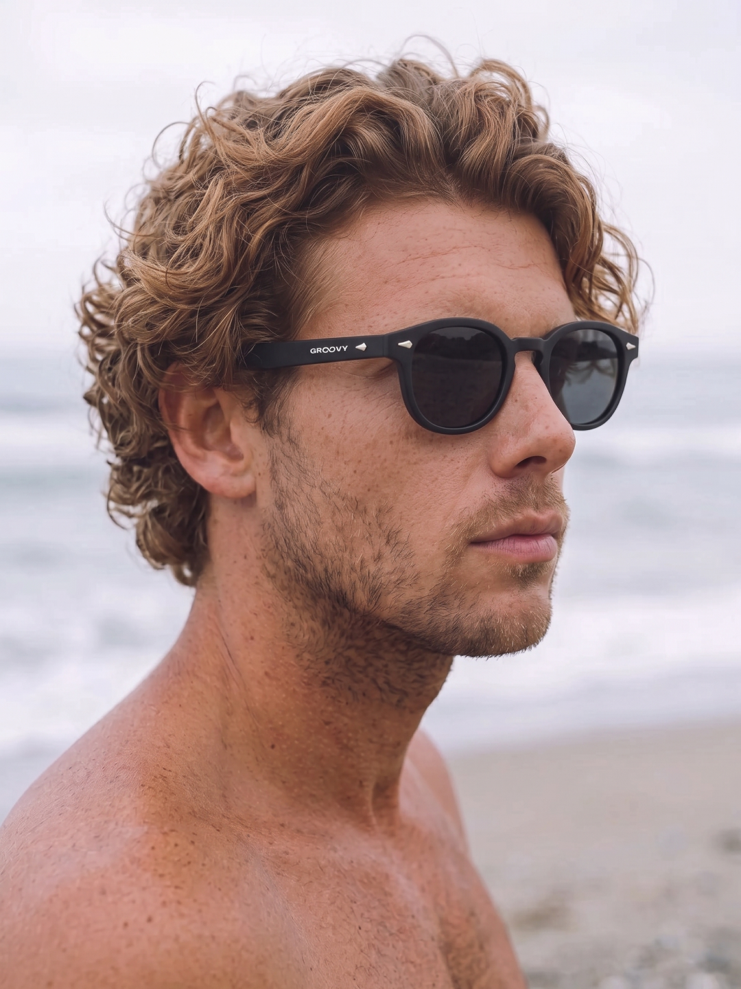 Breeze round retro sunglasses grass recycled PET frame - polarised UV400 eco-friendly sunnies Manly Beach Australia 