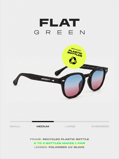 Breeze round retro sunglasses grass recycled PET frame - polarised UV400 eco-friendly sunnies Manly Beach Australia 