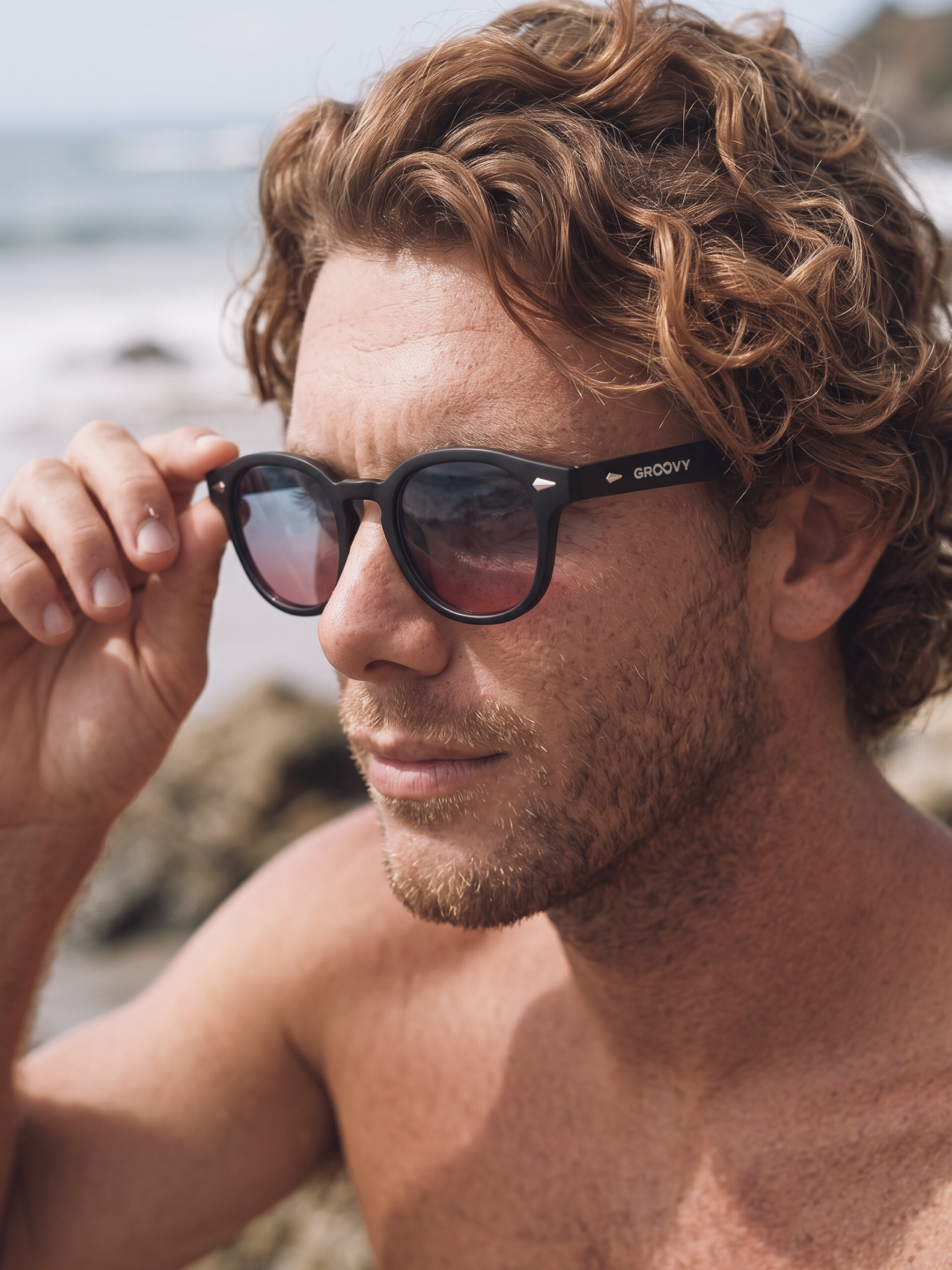 Breeze round retro sunglasses grass recycled PET frame - polarised UV400 eco-friendly sunnies Manly Beach Australia 