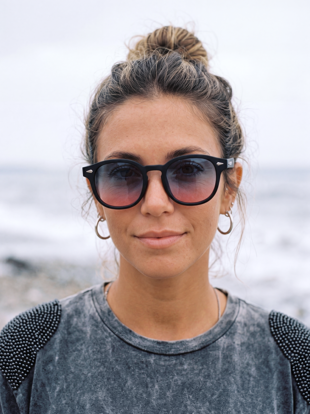 Breeze round retro sunglasses tan recycled PET frame - polarised UV400 eco-friendly sunnies Manly Beach Australia 