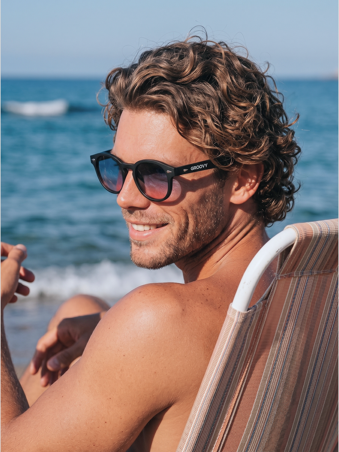 Breeze round retro sunglasses tan recycled PET frame - polarised UV400 eco-friendly sunnies Manly Beach Australia 