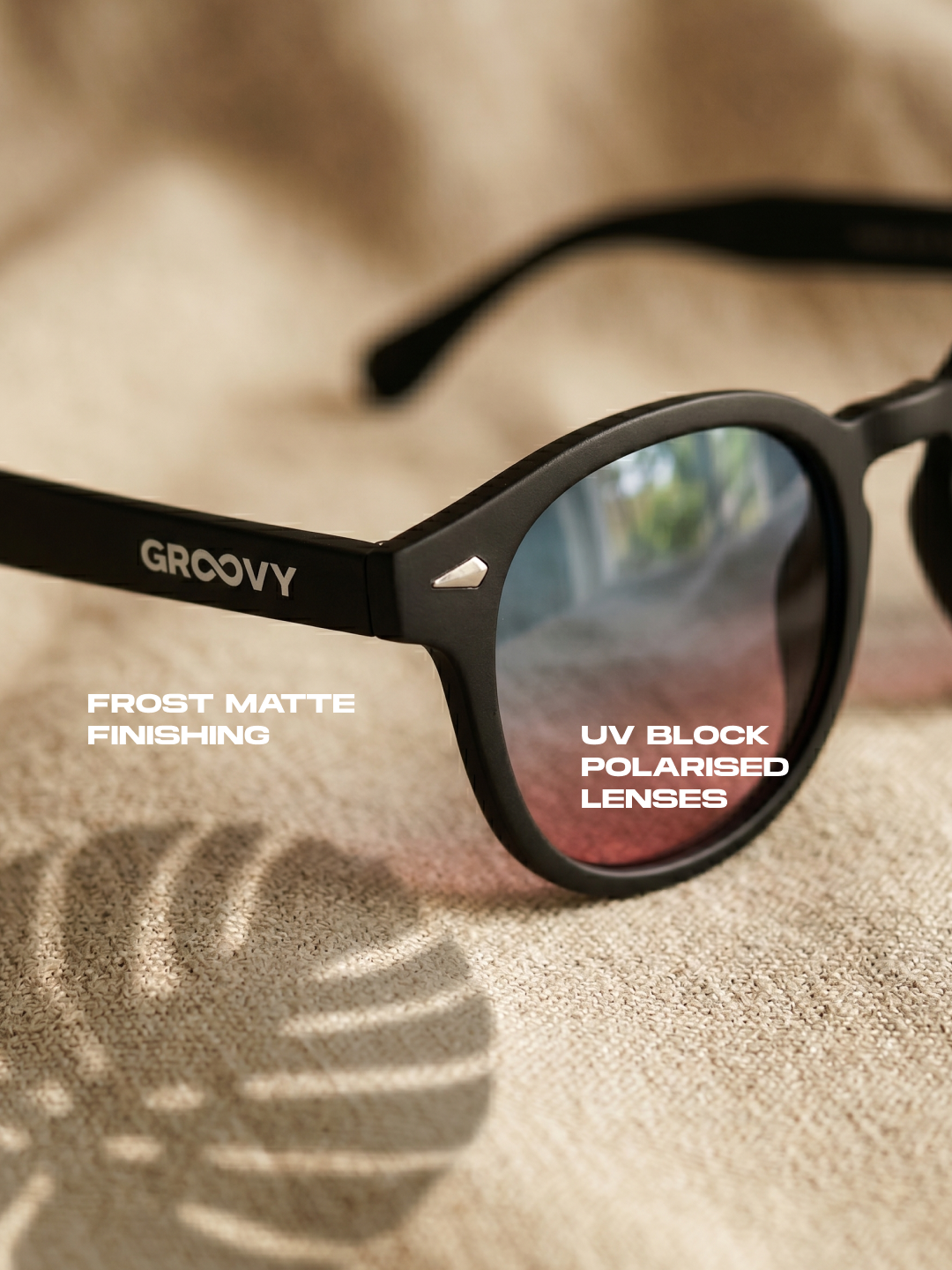 Breeze round retro sunglasses tan recycled PET frame - polarised UV400 eco-friendly sunnies Manly Beach Australia 