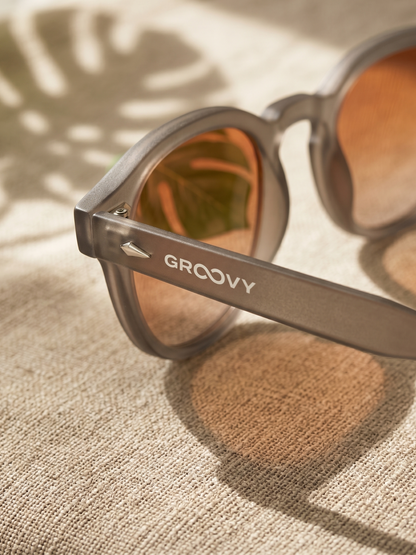 Breeze round retro sunglasses tan recycled PET frame - polarised UV400 eco-friendly sunnies Manly Beach Australia 