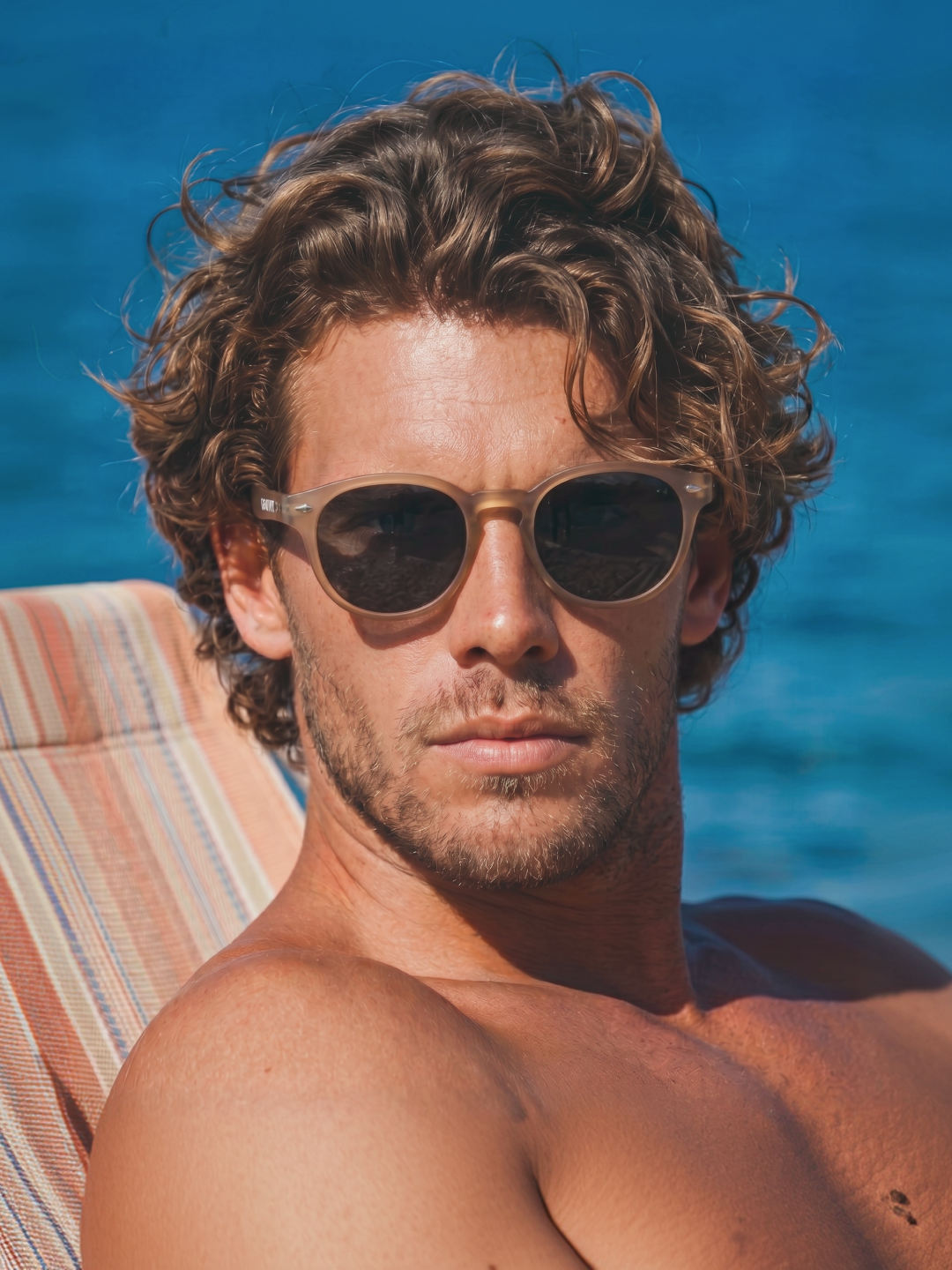 Breeze round retro sunglasses tan recycled PET frame - polarised UV400 eco-friendly sunnies Manly Beach Australia 