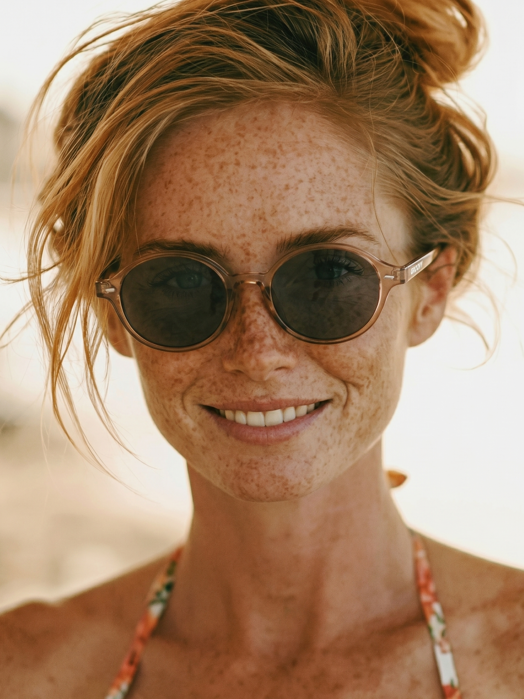 Loom round retro trend summer 2027 sunglasses tan recycled PET frame - polarised UV400 eco-friendly sunnies Manly Beach Australia #color_tan