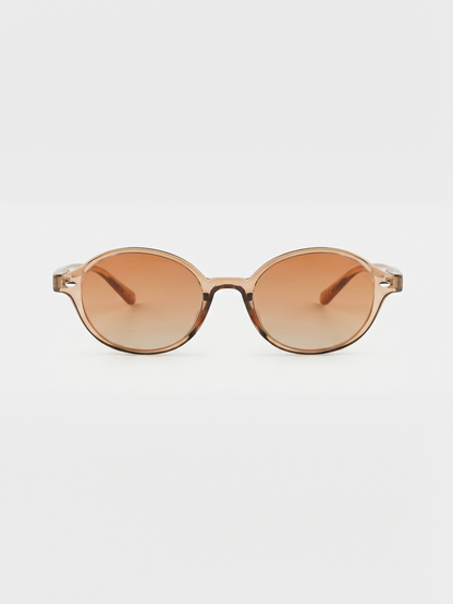Loom round retro trend summer 2027 sunglasses tan recycled PET frame - polarised UV400 eco-friendly sunnies Manly Beach Australia 