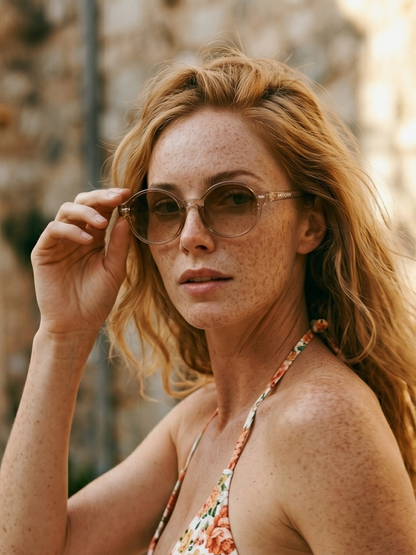 Loom round retro trend summer 2027 sunglasses tan recycled PET frame - polarised UV400 eco-friendly sunnies Manly Beach Australia 