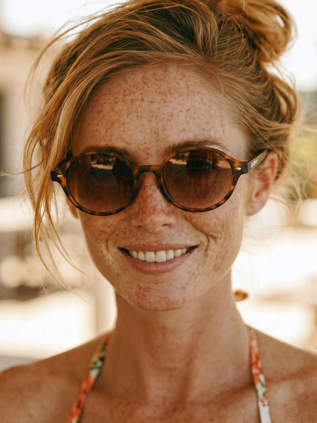 Loom round retro trend summer 2027 sunglasses tan recycled PET frame - polarised UV400 eco-friendly sunnies Manly Beach Australia 