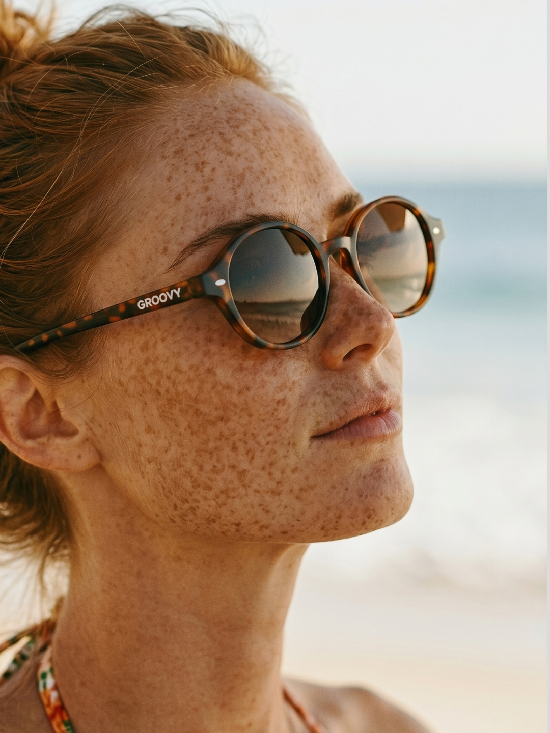 Loom round retro trend summer 2027 sunglasses tan recycled PET frame - polarised UV400 eco-friendly sunnies Manly Beach Australia 