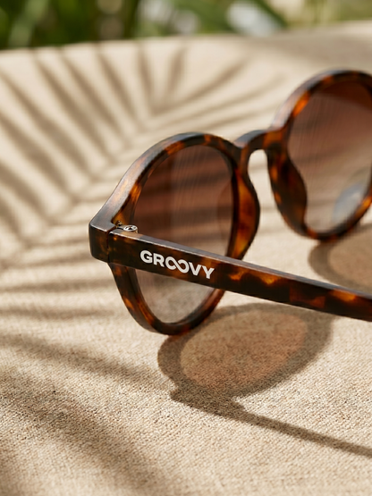 Loom round retro trend summer 2027 sunglasses tan recycled PET frame - polarised UV400 eco-friendly sunnies Manly Beach Australia 