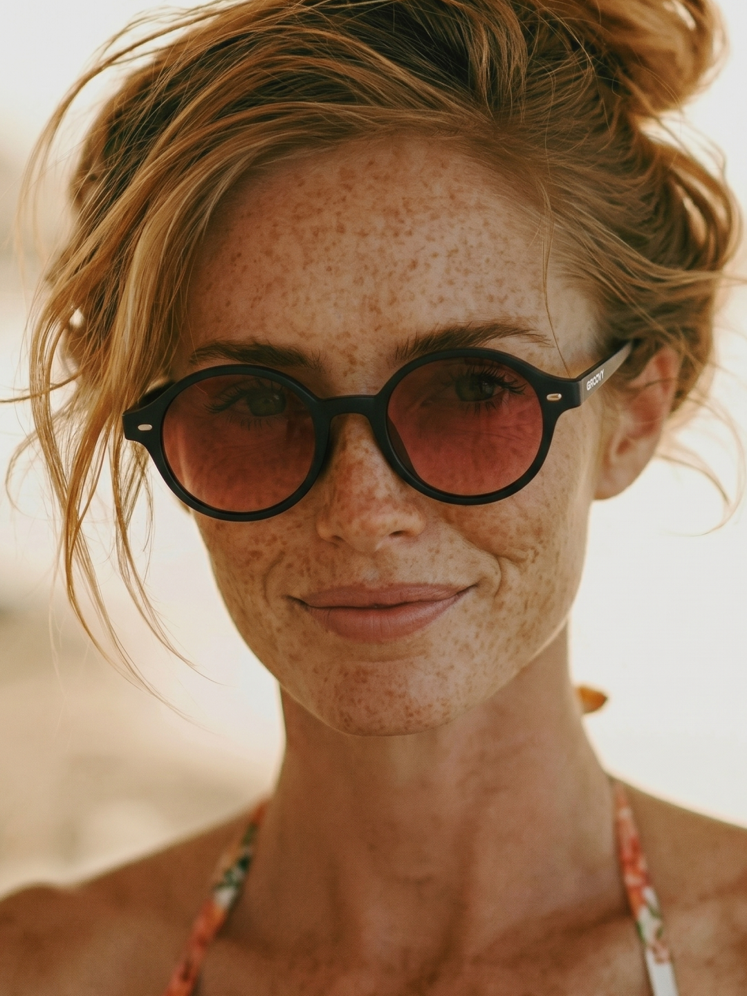 Loom round retro trend summer 2027 sunglasses tan recycled PET frame - polarised UV400 eco-friendly sunnies Manly Beach Australia 