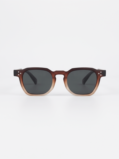 Seven geometric keyhole sunglasses cappuccino recycled PET frame - polarised UV400 eco-friendly sunnies Manly Beach Australia 