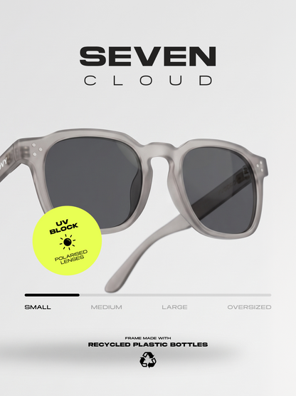 Seven geometric keyhole sunglasses cloud recycled PET frame - polarised UV400 eco-friendly sunnies Manly Beach Australia 