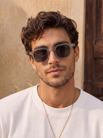 Seven geometric keyhole sunglasses cloud recycled PET frame - polarised UV400 eco-friendly sunnies Manly Beach Australia 