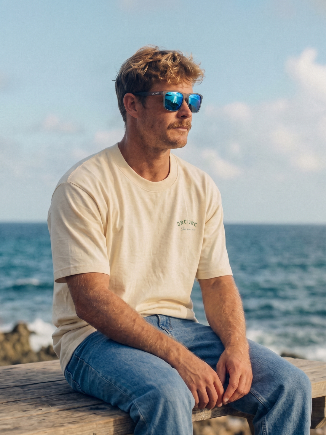 Tide surf wayfarer sunglasses sky recycled PET frame blue mirror - polarised UV400 eco-friendly sunnies Manly Beach Australia 