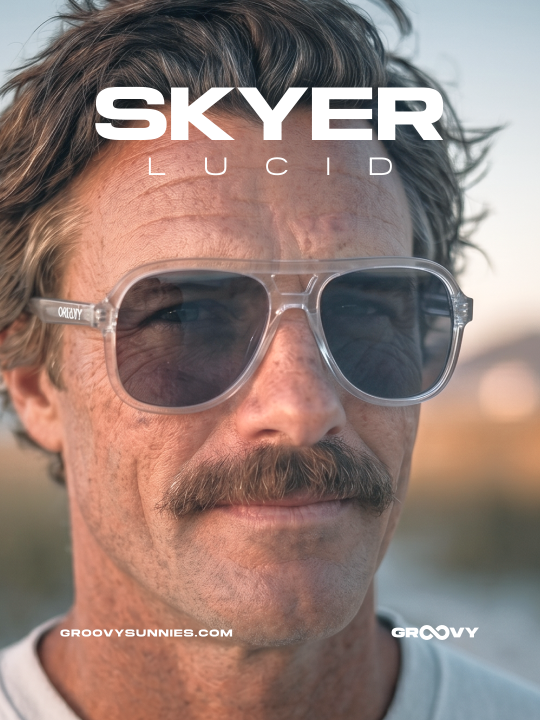Skyer aviator retro sunglasses lucid acetate frame -- polarised UV400 eco-friendly sunnies Manly Beach Australia #color_lucid