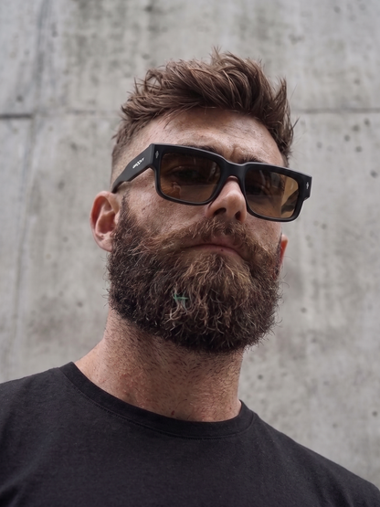 Slate bold square sunglasses matte black TR90 acetate frame - polarised UV400 eco-friendly sunnies Manly Beach Australia 