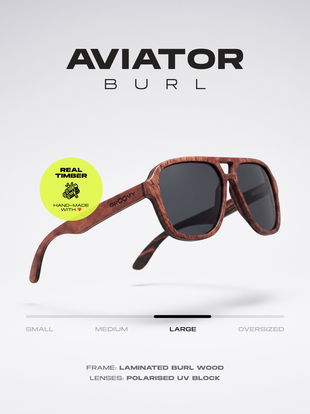 Aviator wood sunglasses red burl laminated timber frame - polarised UV400 eco-friendly sunnies Manly Beach Australia #color_red-burl