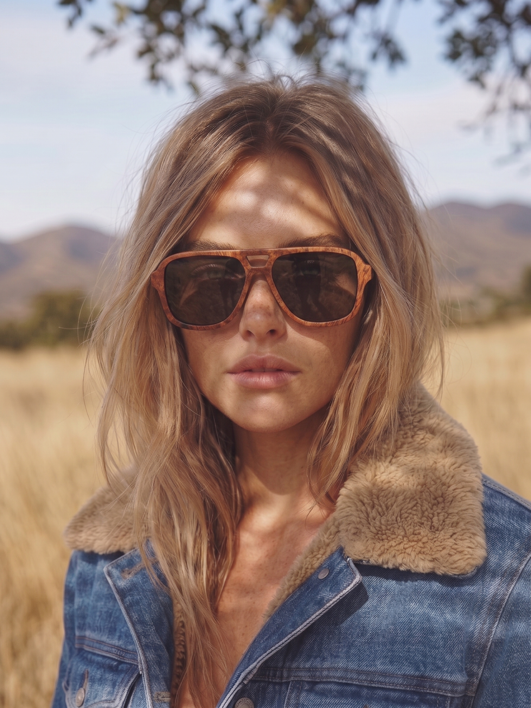 Aviator wood sunglasses red burl laminated timber frame - polarised UV400 eco-friendly sunnies Manly Beach Australia 