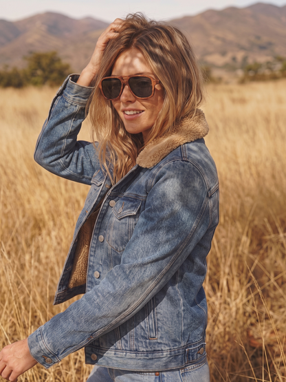 Aviator wood sunglasses red burl laminated timber frame - polarised UV400 eco-friendly sunnies Manly Beach Australia 