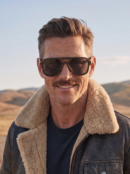Aviator wood sunglasses ebony laminated timber frame - polarised UV400 eco-friendly sunnies Manly Beach Australia 