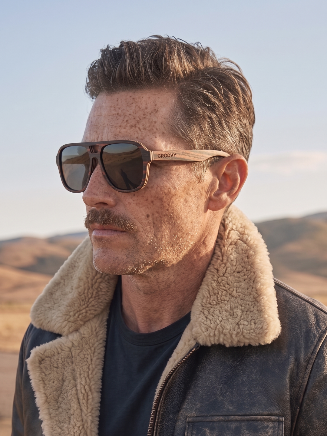 Aviator wood sunglasses ebony laminated timber frame - polarised UV400 eco-friendly sunnies Manly Beach Australia 
