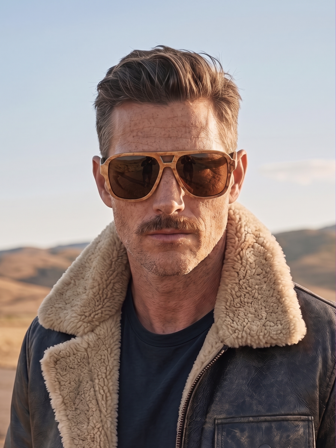 Aviator wood sunglasses burl laminated timber frame - polarised UV400 eco-friendly sunnies Manly Beach Australia 