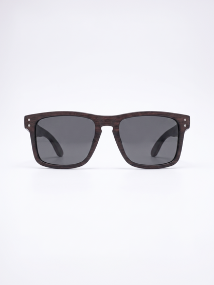 Manly square wood sunglasses ebony laminated timber frame - polarised UV400 eco-friendly sunnies Manly Beach Australia 
