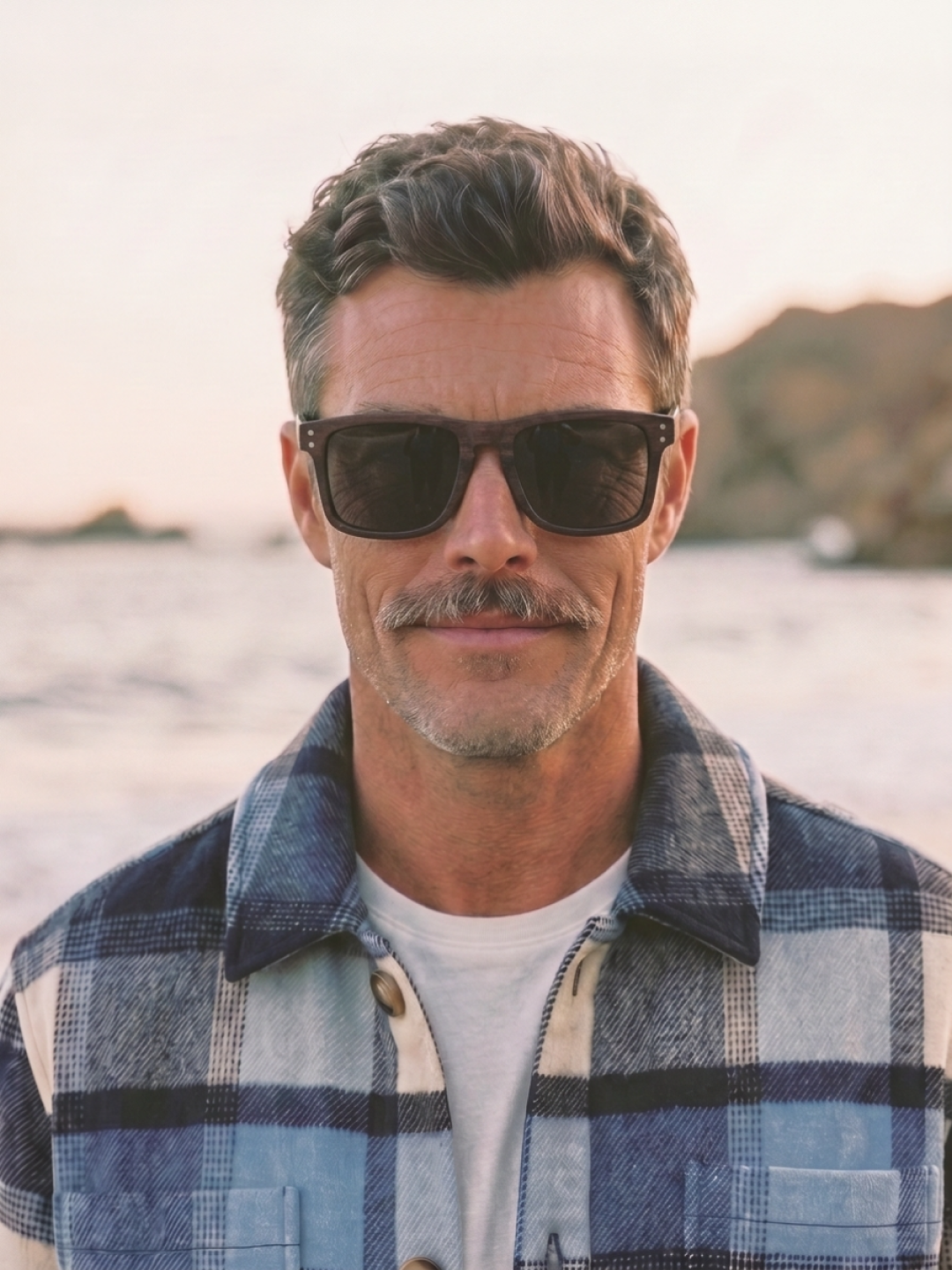 Manly square wood sunglasses ebony laminated timber frame - polarised UV400 eco-friendly sunnies Manly Beach Australia 
