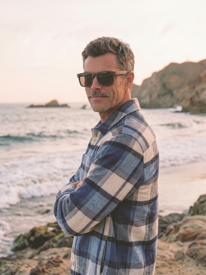 Manly square wood sunglasses walnut laminated timber frame - polarised UV400 eco-friendly sunnies Manly Beach Australia 